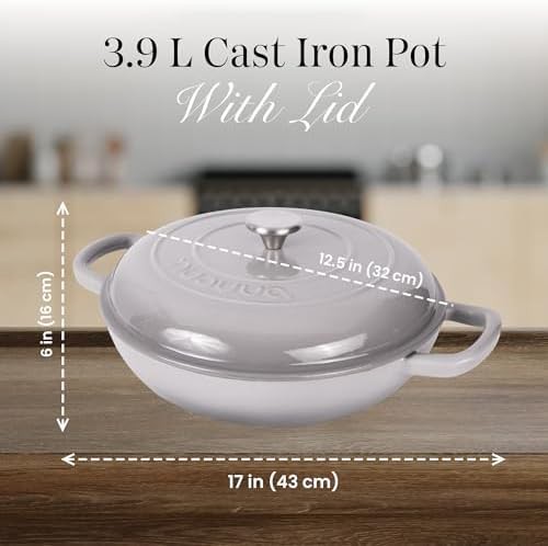 Grey shallow cast iron 5 quart pot — photo 3