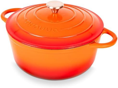 Orange enameled cast iron 6.4 quart pot
