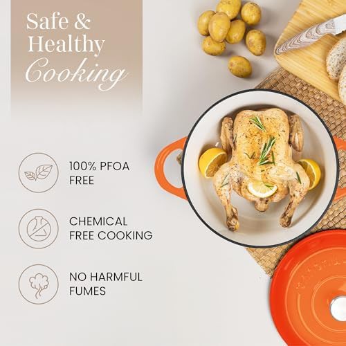 Orange enameled cast iron 6.4 quart pot — photo 4