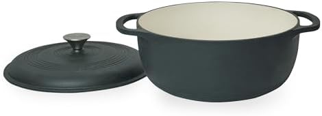Matte black enameled cast iron round pot — photo 2