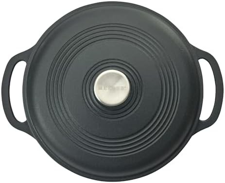 Matte black enameled cast iron round pot — photo 3