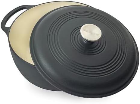 Matte black enameled cast iron round pot — photo 4