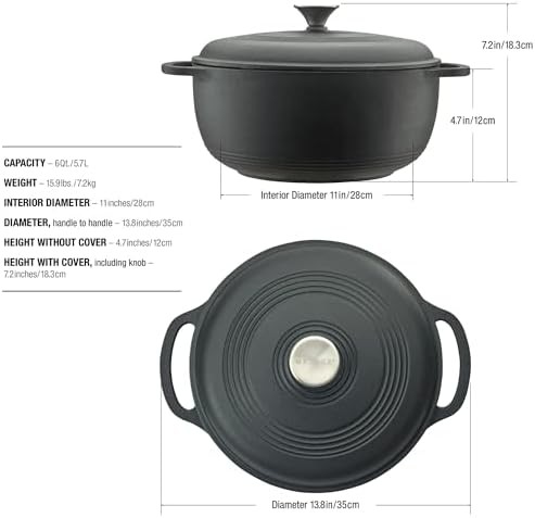 Matte black enameled cast iron round pot — photo 5