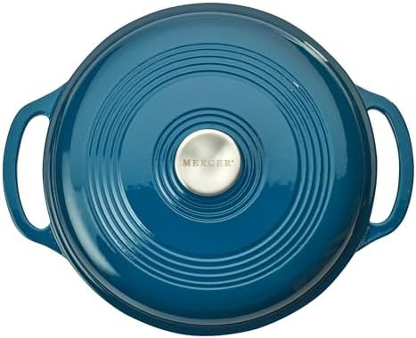 Turquoise enameled cast iron round pot — photo 3