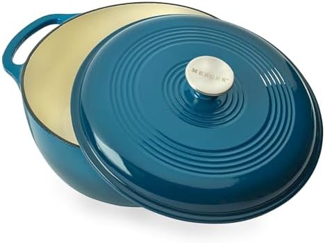 Turquoise enameled cast iron round pot — photo 4