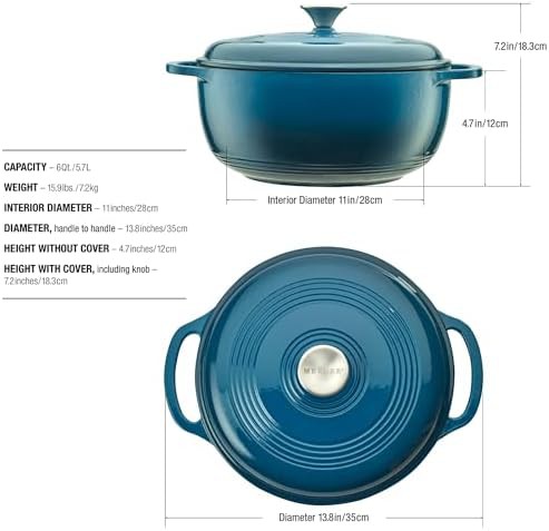 Turquoise enameled cast iron round pot — photo 5