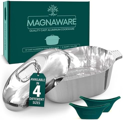 Medium oval cast aluminum roasting pot