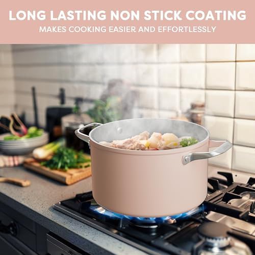 Pink ceramic nonstick six quart pot — photo 3