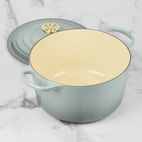 Sea salt green deep round dutch oven with gold knob — photo 3