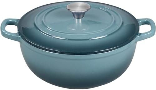 Slate blue enameled cast iron dutch oven