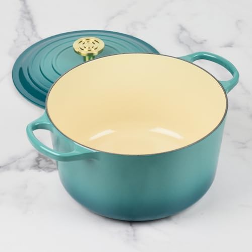 Bleu riviera deep round dutch oven with gold knob — photo 3