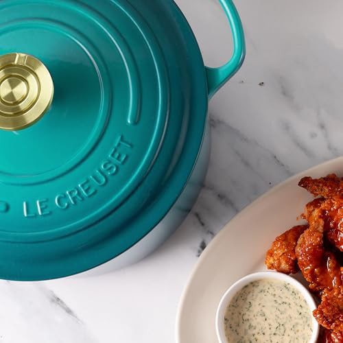 Bleu riviera deep round dutch oven with gold knob — photo 4