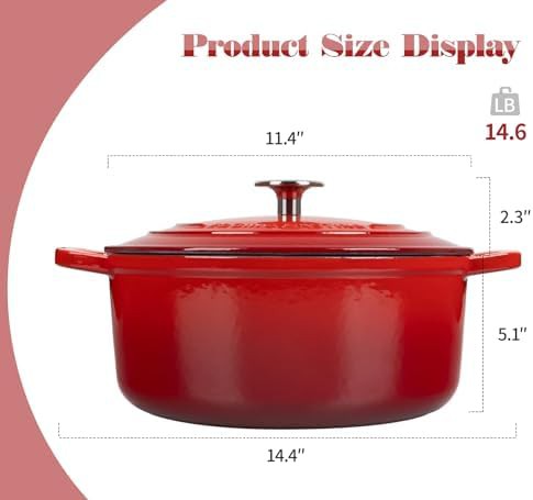 7 quart red enameled round cast iron oven — photo 3