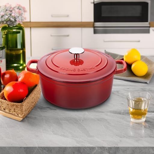 7 quart red enameled round cast iron oven — photo 5
