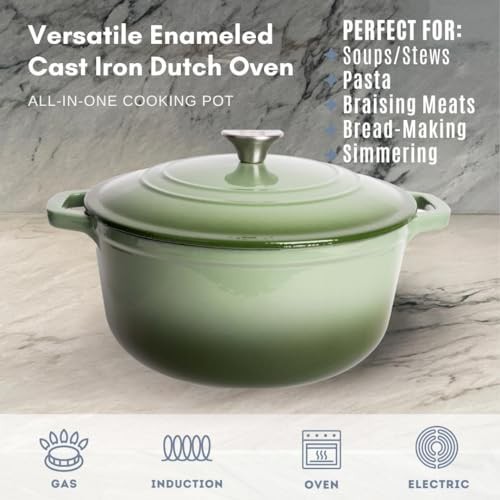 Green Enameled Cast Iron Six Quart Pot — photo 3