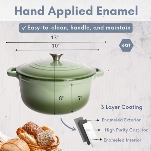 Green Enameled Cast Iron Six Quart Pot — photo 4