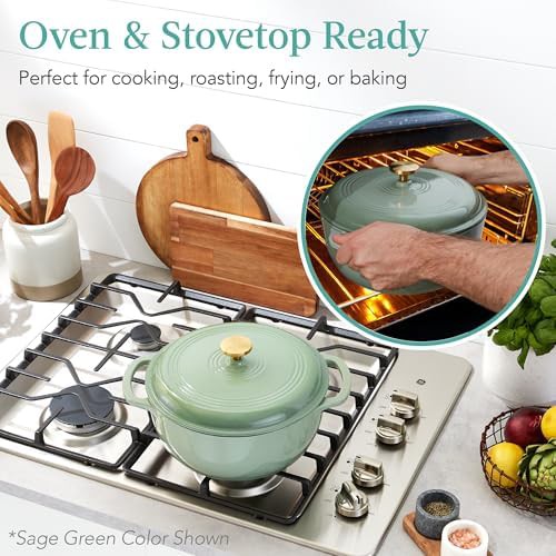 Sage green 7.5 quart round Dutch oven — photo 3