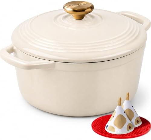 Cream white five quart enameled pot