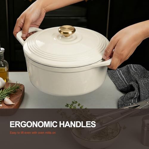 Cream white five quart enameled pot — photo 3
