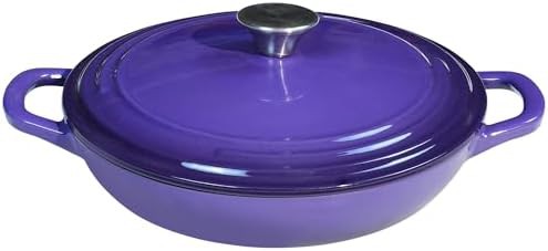 Purple shallow enameled cast iron braiser