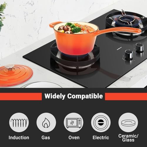 Flame orange 2 quart enameled sauce pan — photo 4