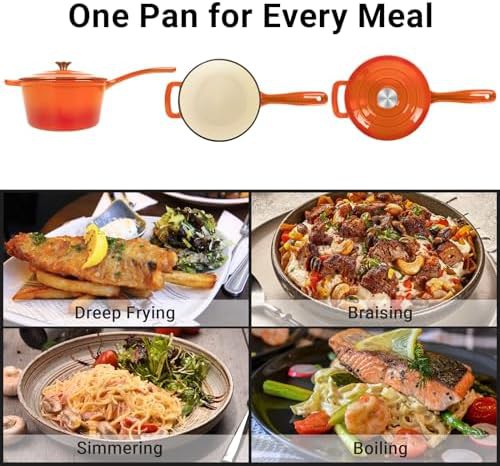 Flame orange 2 quart enameled sauce pan — photo 5