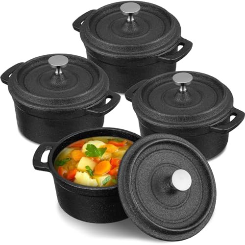 Black mini cast iron cocotte dual handles