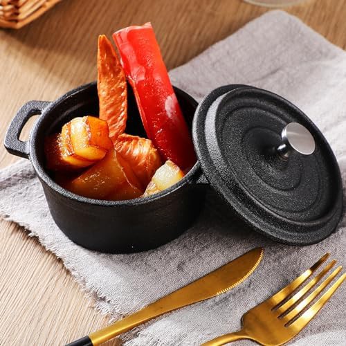 Black mini cast iron cocotte dual handles — photo 3