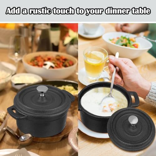 Black mini cast iron cocotte dual handles — photo 4