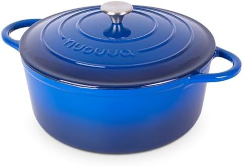 Dark blue enameled cast iron 7.3 quart pot