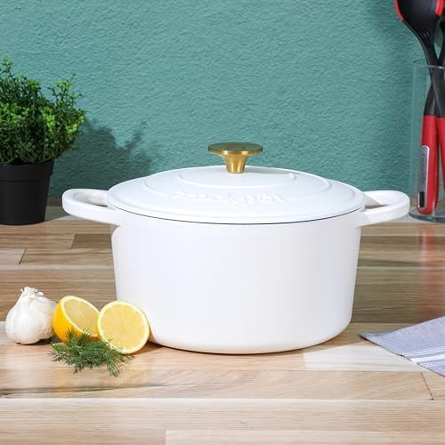 Matte linen white five quart gold knob pot — photo 4