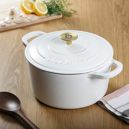 Matte linen white five quart gold knob pot — photo 5