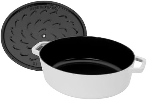 Pure white wide oval cast iron oven 6 quart — photo 3