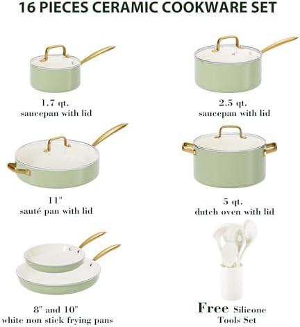 White ceramic non stick cookware pot — photo 2