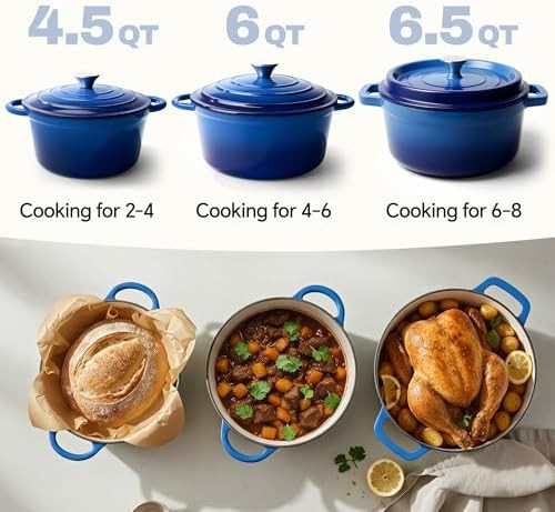 Blue 6 quart enameled cast iron dutch oven — photo 3