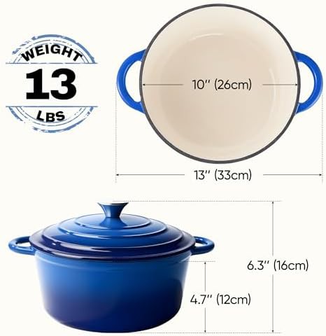Blue 6 quart enameled cast iron dutch oven — photo 4