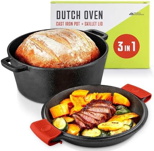 Cast iron five quart pot and skillet lid