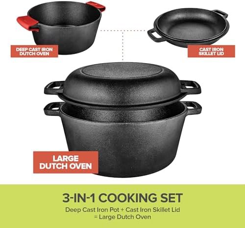 Cast iron five quart pot and skillet lid — photo 3