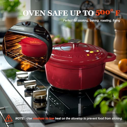 Red enameled seven quart braising pot — photo 5
