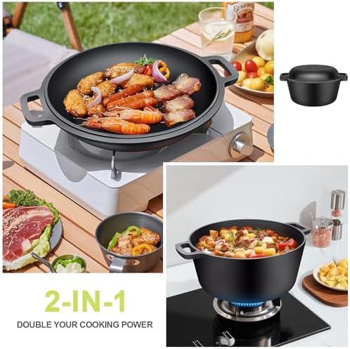 2-in-1 Pre-Seasoned Cast Iron Dutch Oven Pot with Skillet Lid — photo 3