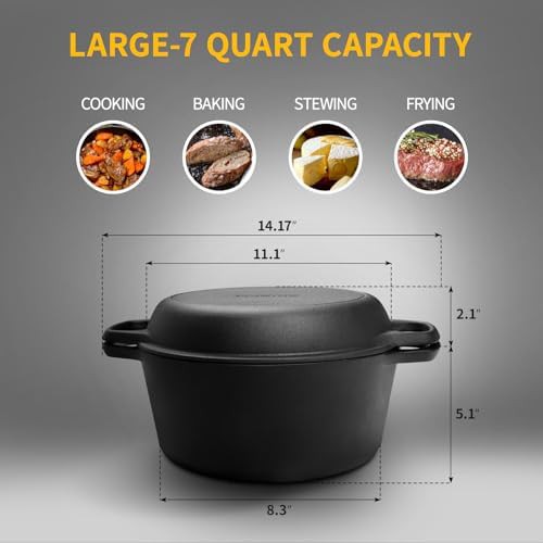 7 quart pre-seasoned cast iron shallow pot — photo 3