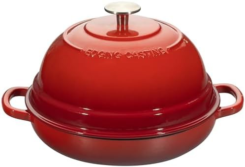 6 quart red enameled round bread oven