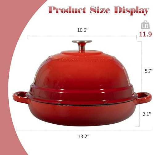 6 quart red enameled round bread oven — photo 3