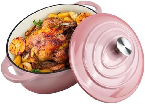 Oval enameled cast iron 5.5 quart pot