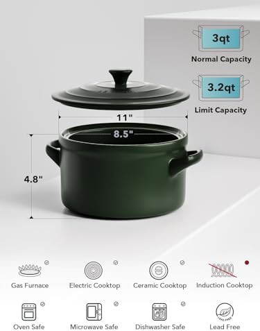 Forest green ceramic three quart stew pot — photo 5