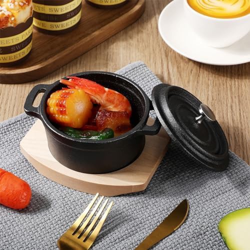 Mini cast iron pot set with wood base — photo 5