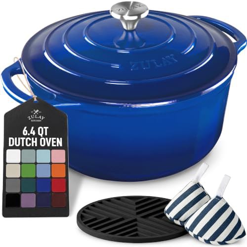Blue six quart heavy duty pot