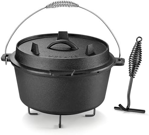 Pre-seasoned cast iron 10 qt camping pot