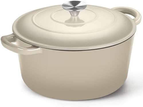 Khaki enameled cast iron 6 quart