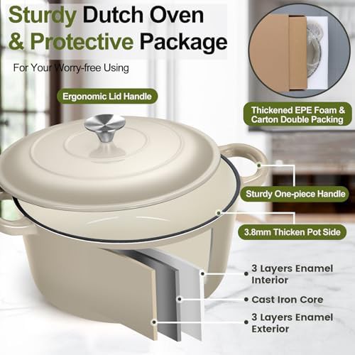 Khaki enameled cast iron 6 quart — photo 3